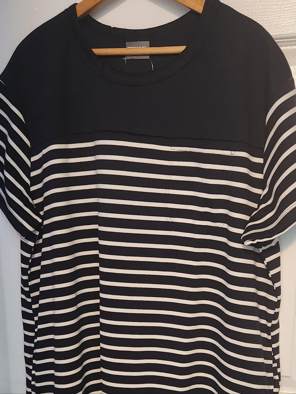32 Degrees Cool Navy and White Striped Midi Dress